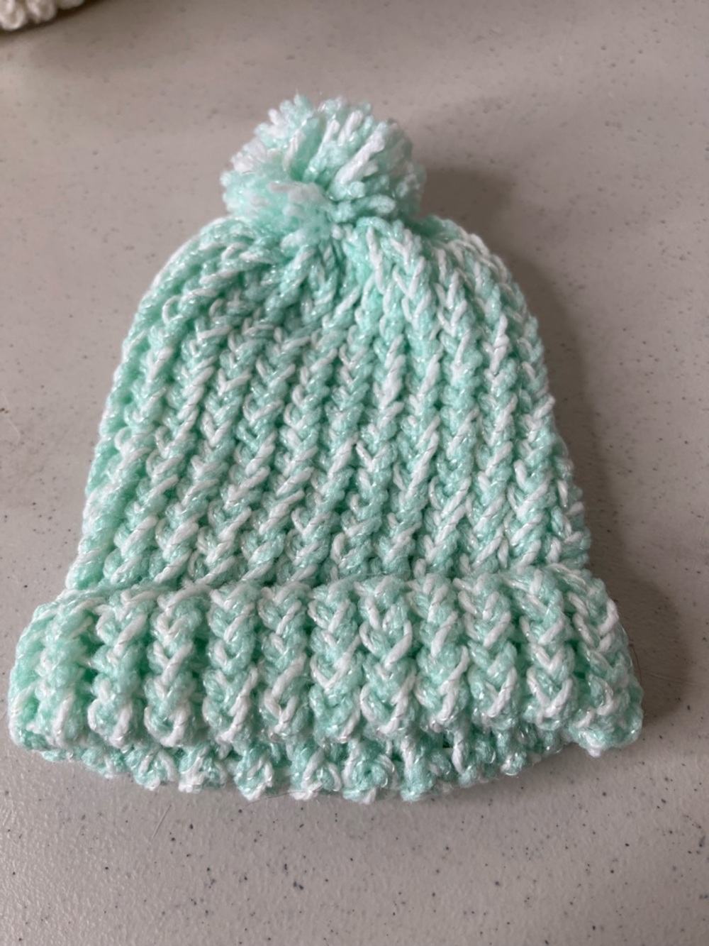 Newborn Mint Green Pom Beanie Hat